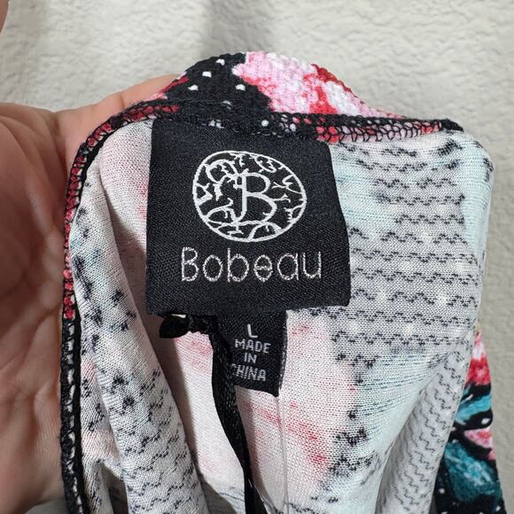 Bobeau Large Asymmetric Ruffled Midi A Line Skirt Black Dot Floral High Waisted - Picture 6 of 9